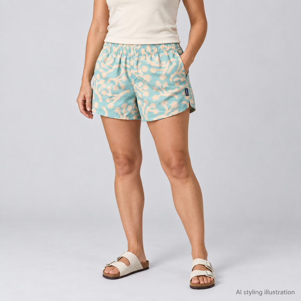 Patagonia Aqua Peach Desert Print Shorts Size L